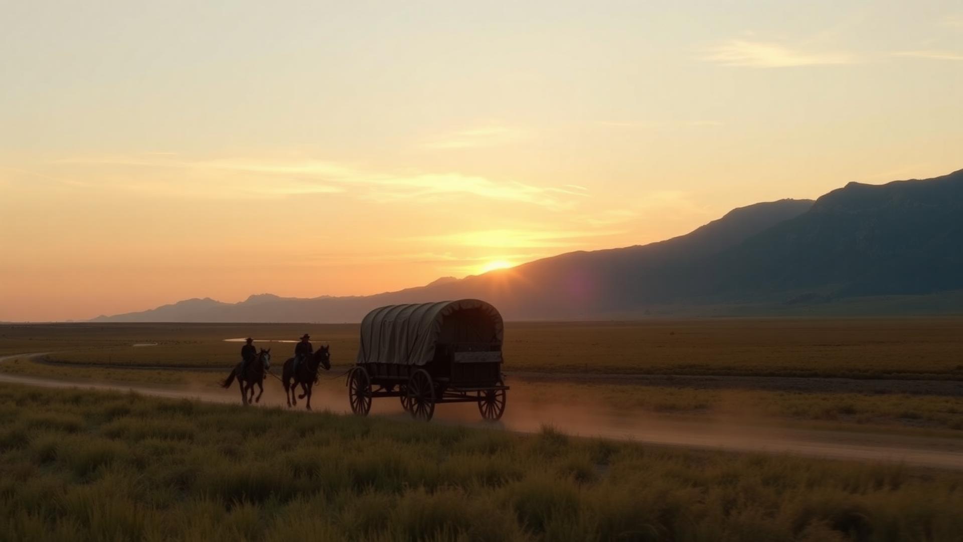 Covered wagons heading west