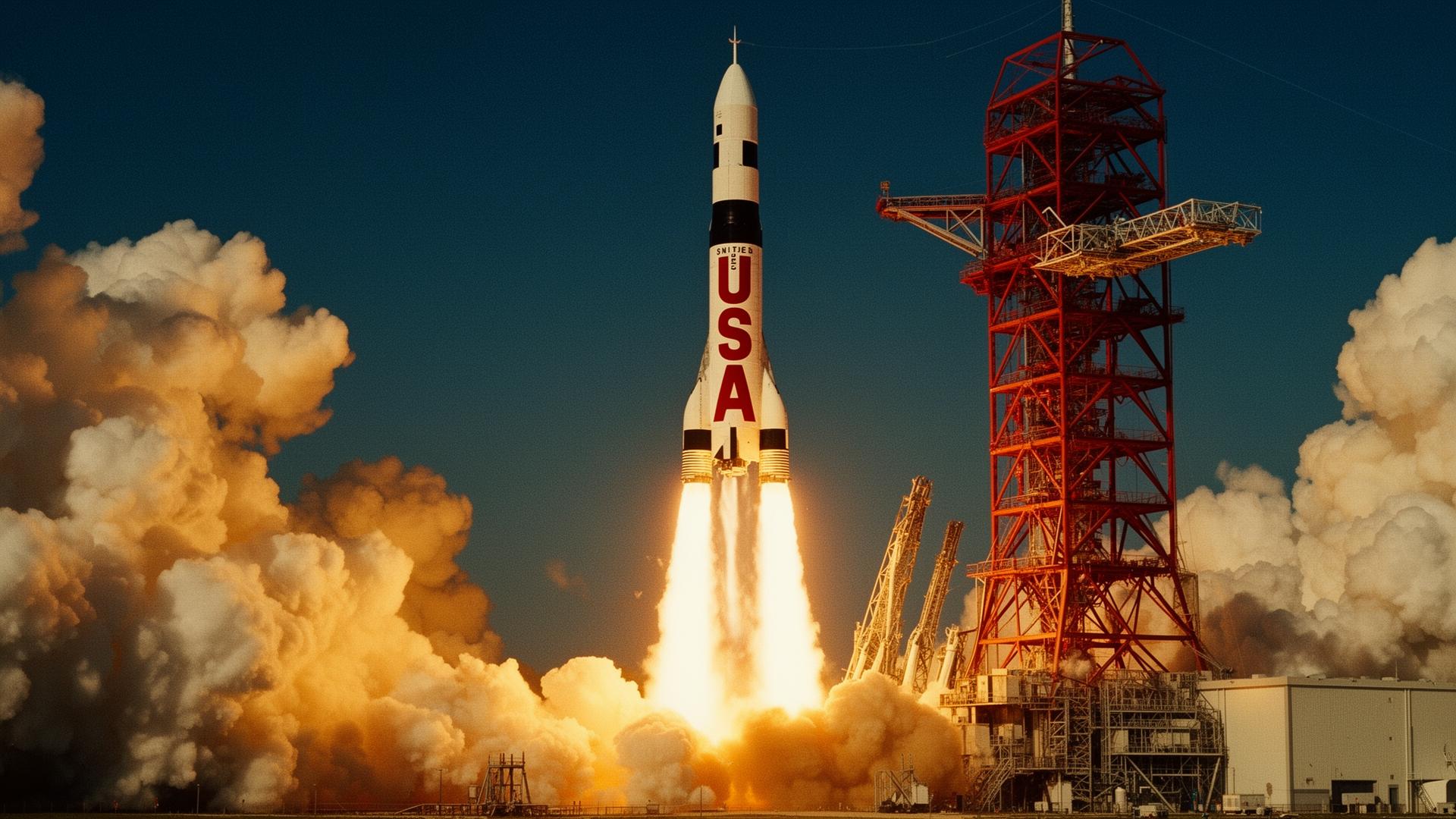 Saturn V rocket launching